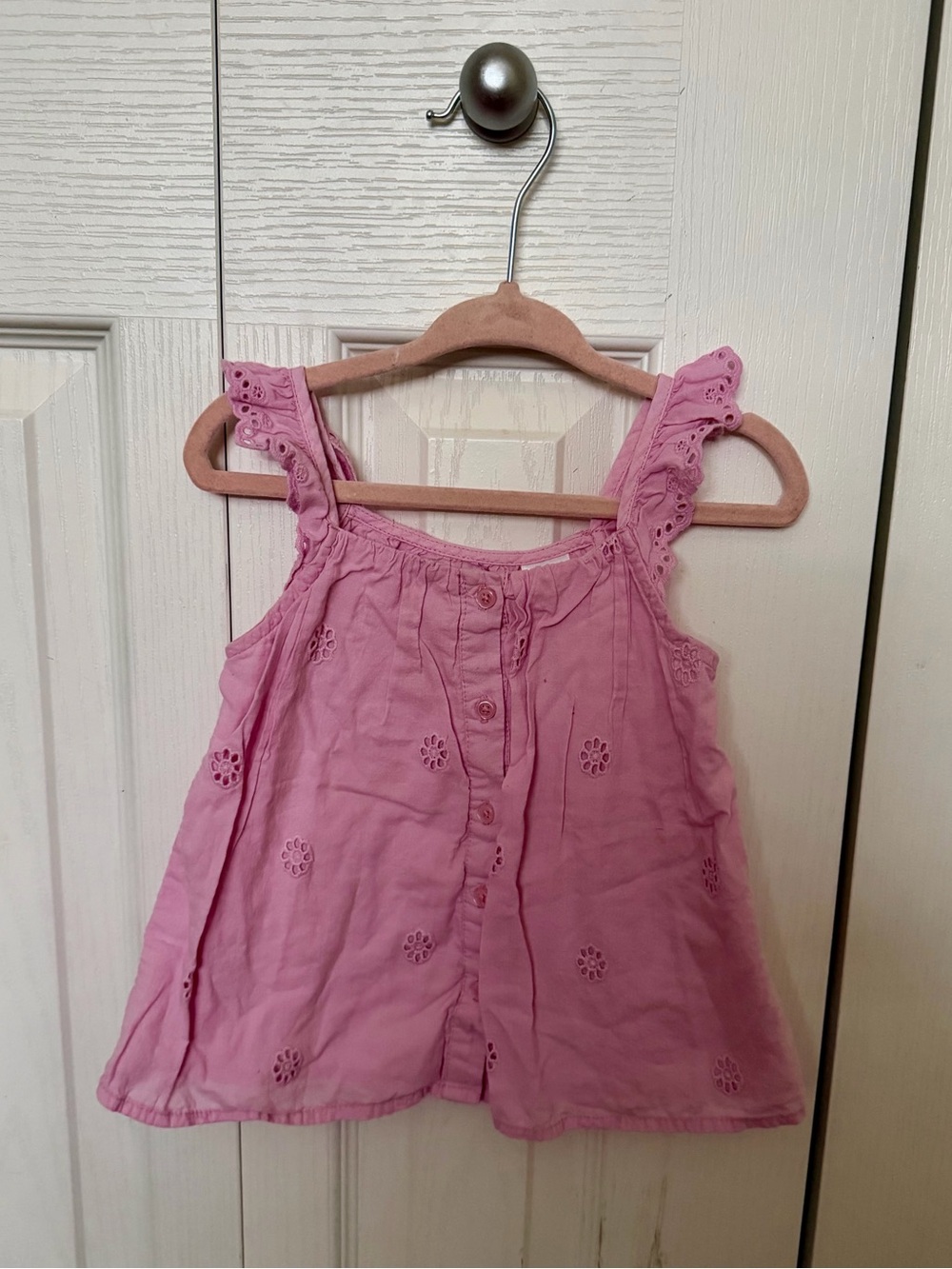 Zara Pink Eyelet Ruffle Strap Tank Top